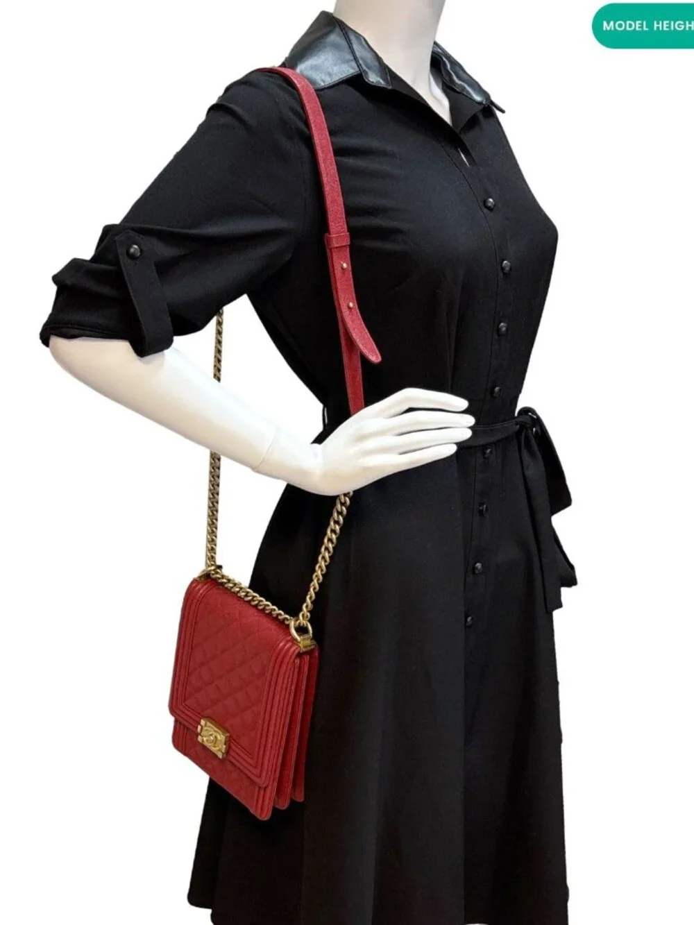 Chanel Boy Flap North South Quilted Caviar Leather Crossbody Bag Red
